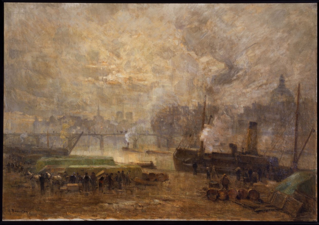 De Seine bij Port Saint-Nicolas, circa 1900 door Germain Eugene Bonneton