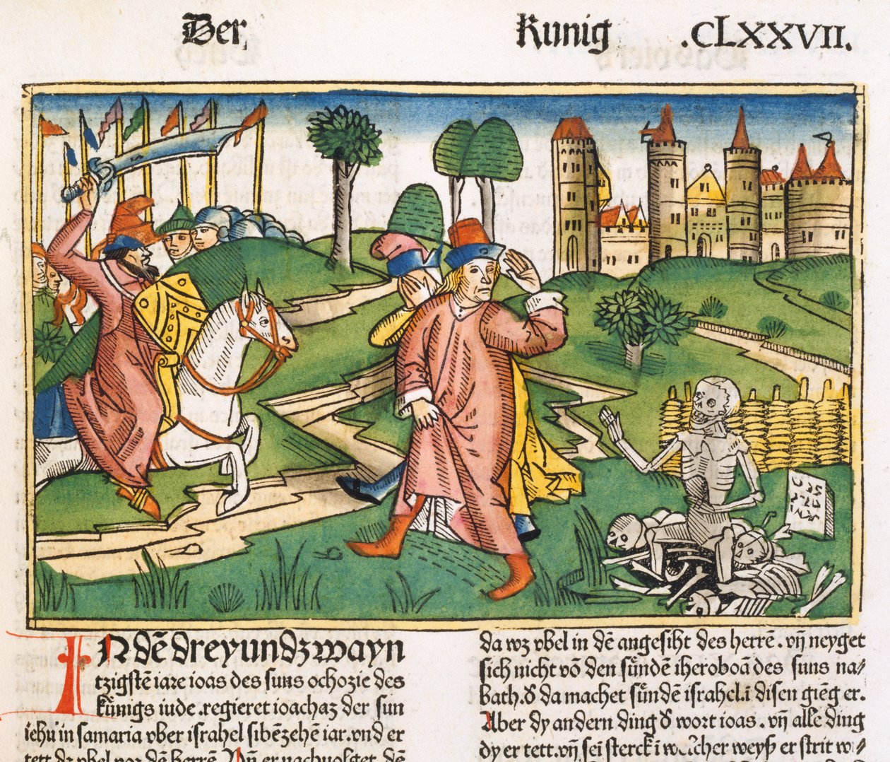II Koningen 13:21 Wonder van het graf van Elisa, uit de Neurenbergse Bijbel (Biblia Sacra Germanaica) door German School