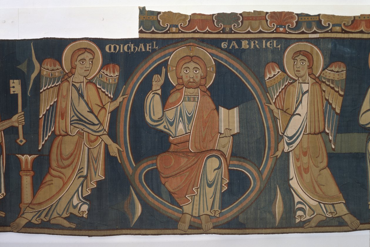Christus met aartsengelen Michaël en Gabriël, 1250 door German School