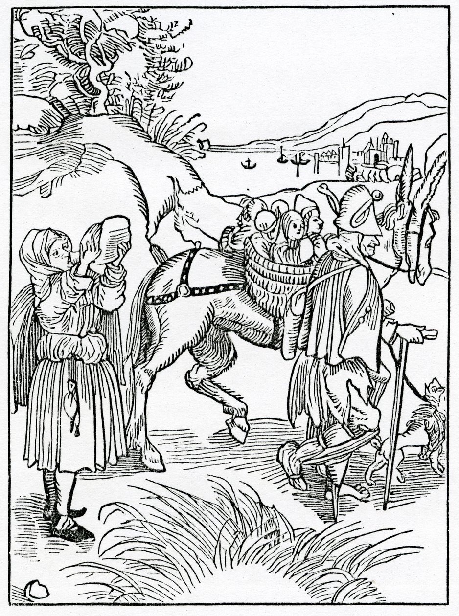 Van dwaze bedelaars en hun ijdelheden, illustratie uit Alexander Barclay