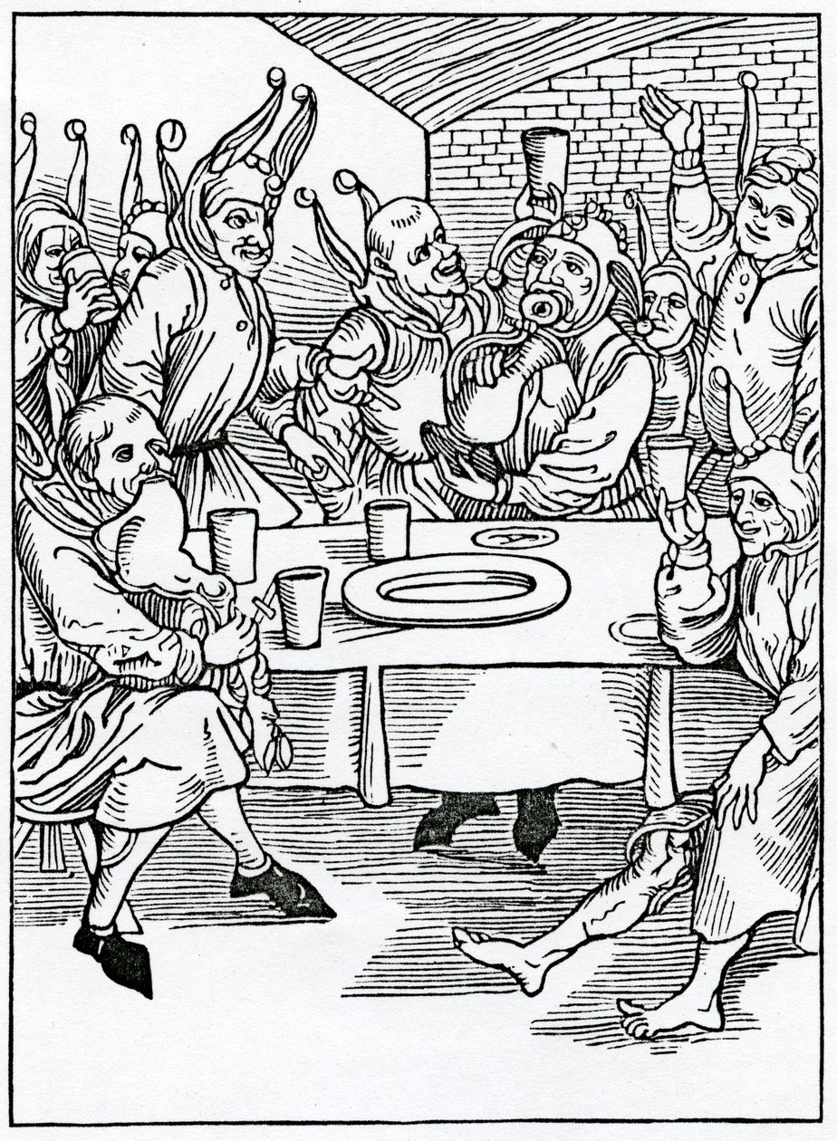 Van gulzigaards en dronkaards, illustratie uit Alexander Barclay