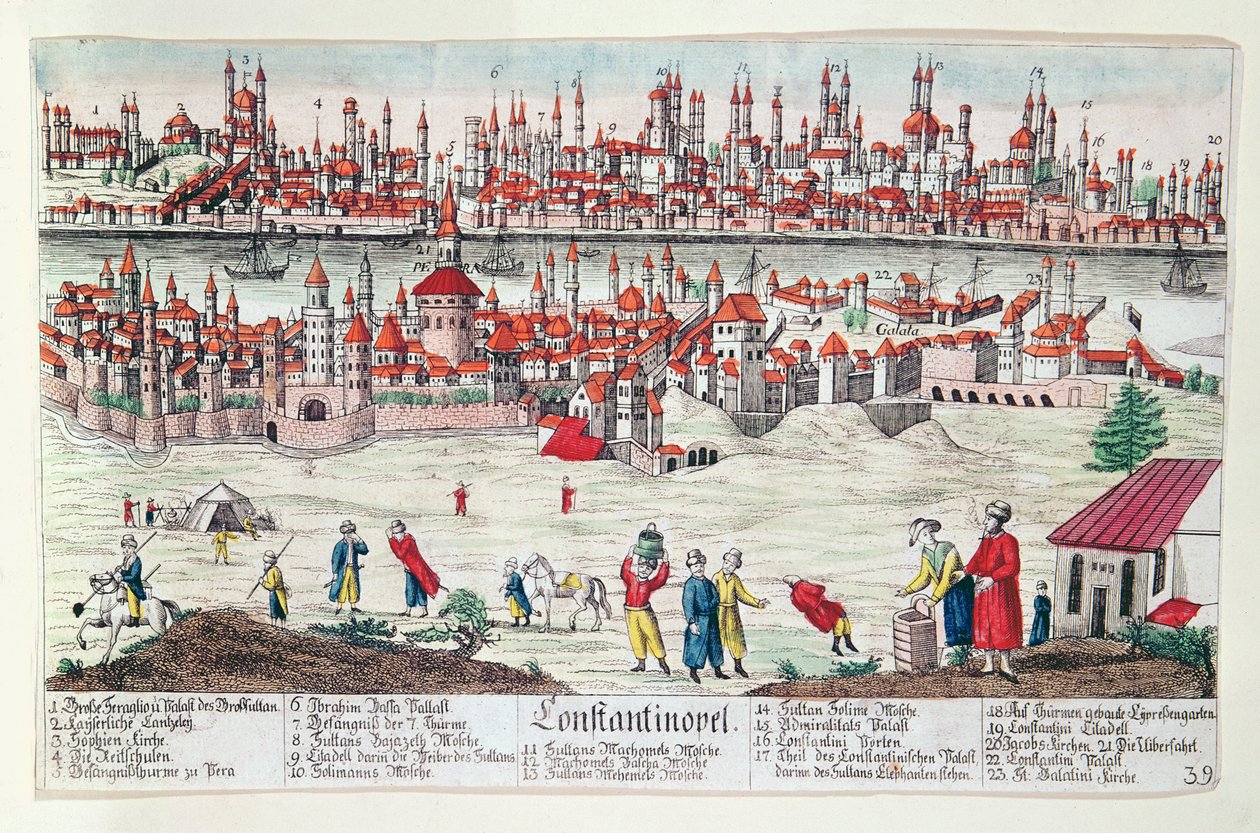 Panoramisch uitzicht op Constantinopel door German School