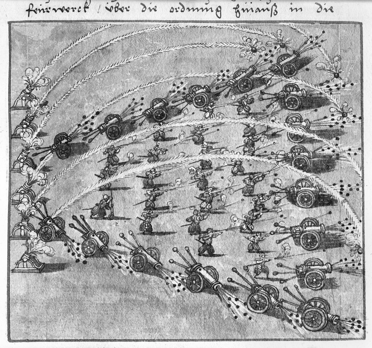 Tactisch gebruik van artillerie: Gebogen vuren, illustratie uit 