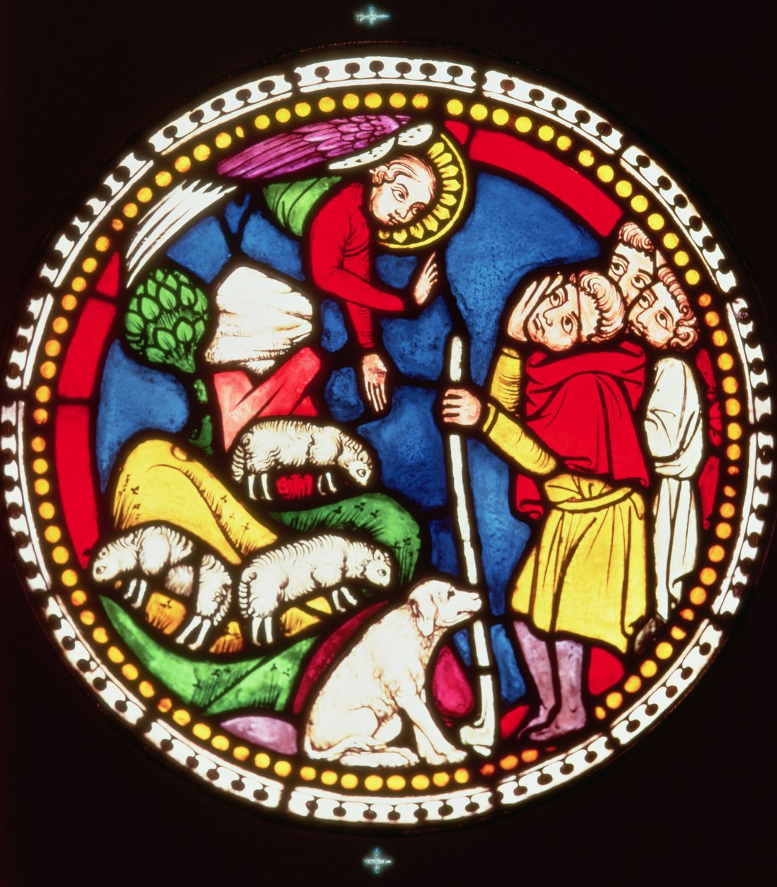 Raam met de Aankondiging aan de Herders, c.1300 door German School
