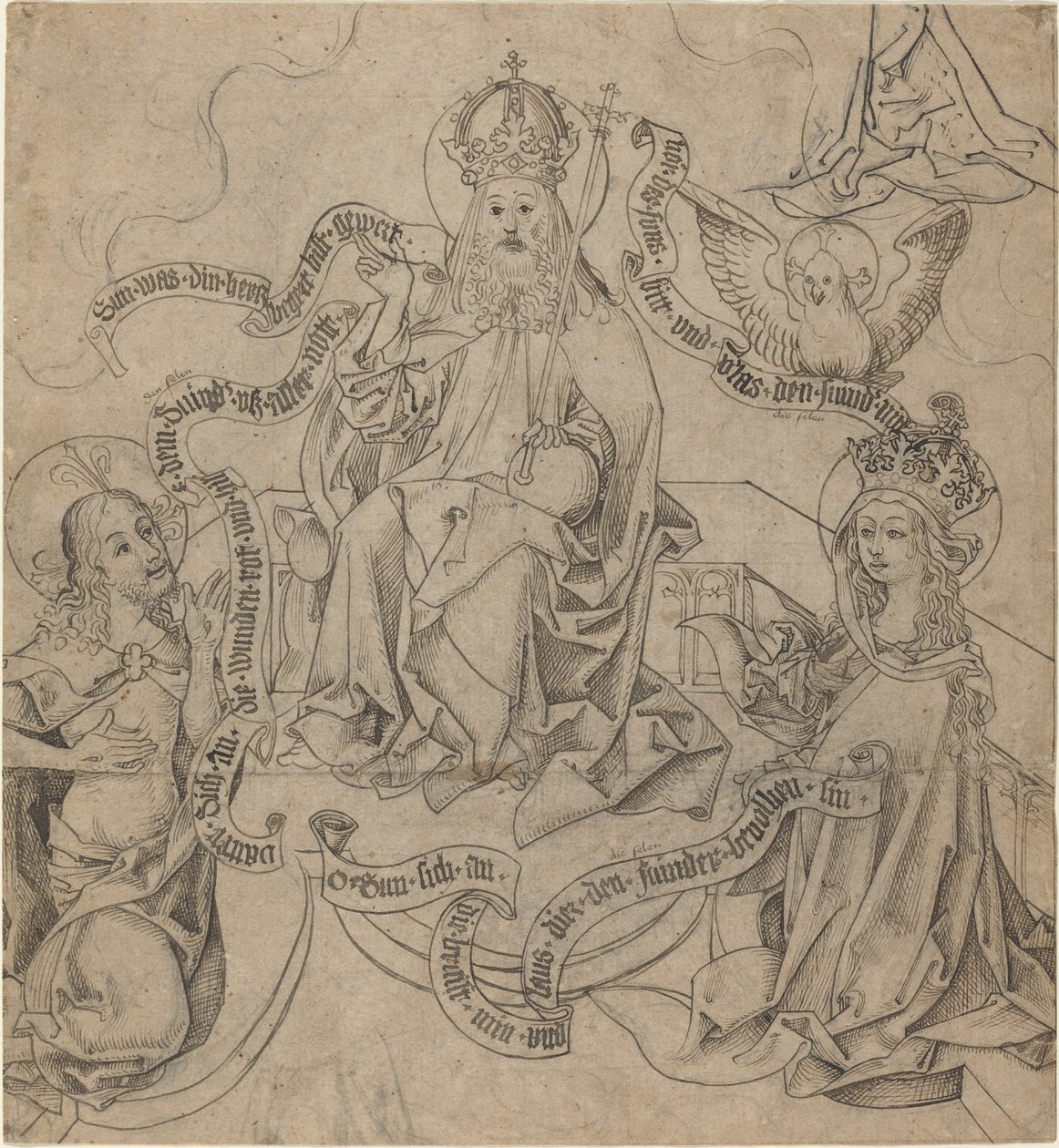 Christus en Maria die bij God de Vader bemiddelen door German 15th Century