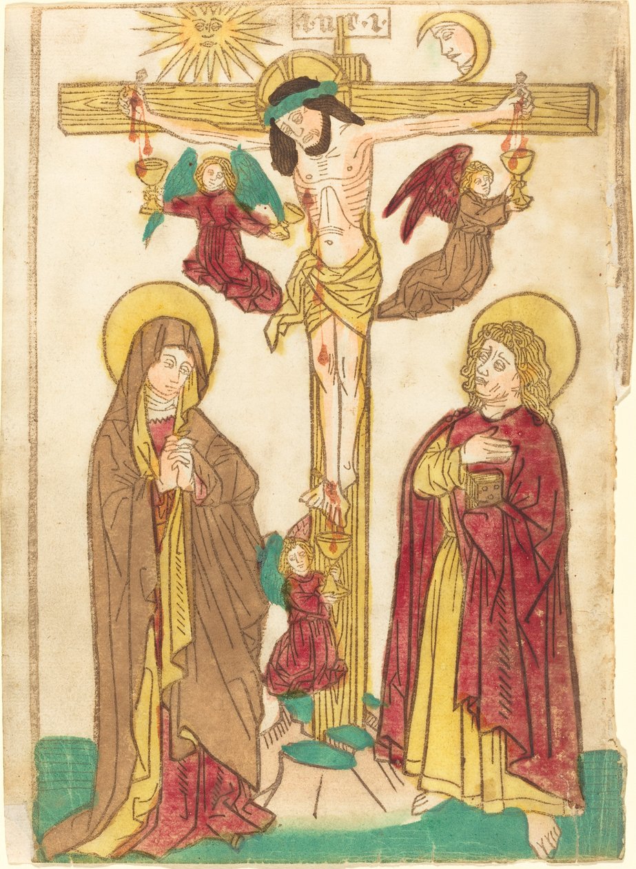 Christus aan het Kruis met Engelen door German 15th Century