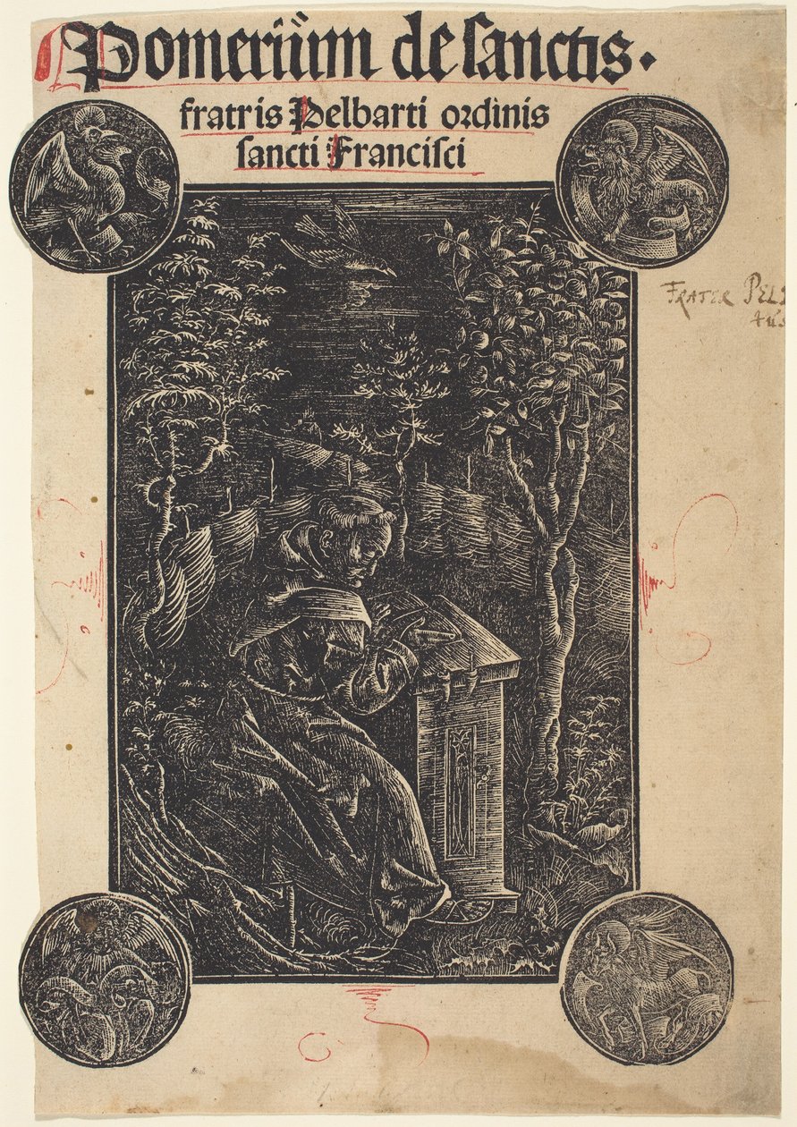 Franciscaan, Pelbartus van Temesvar, in een tuin door German 15th Century