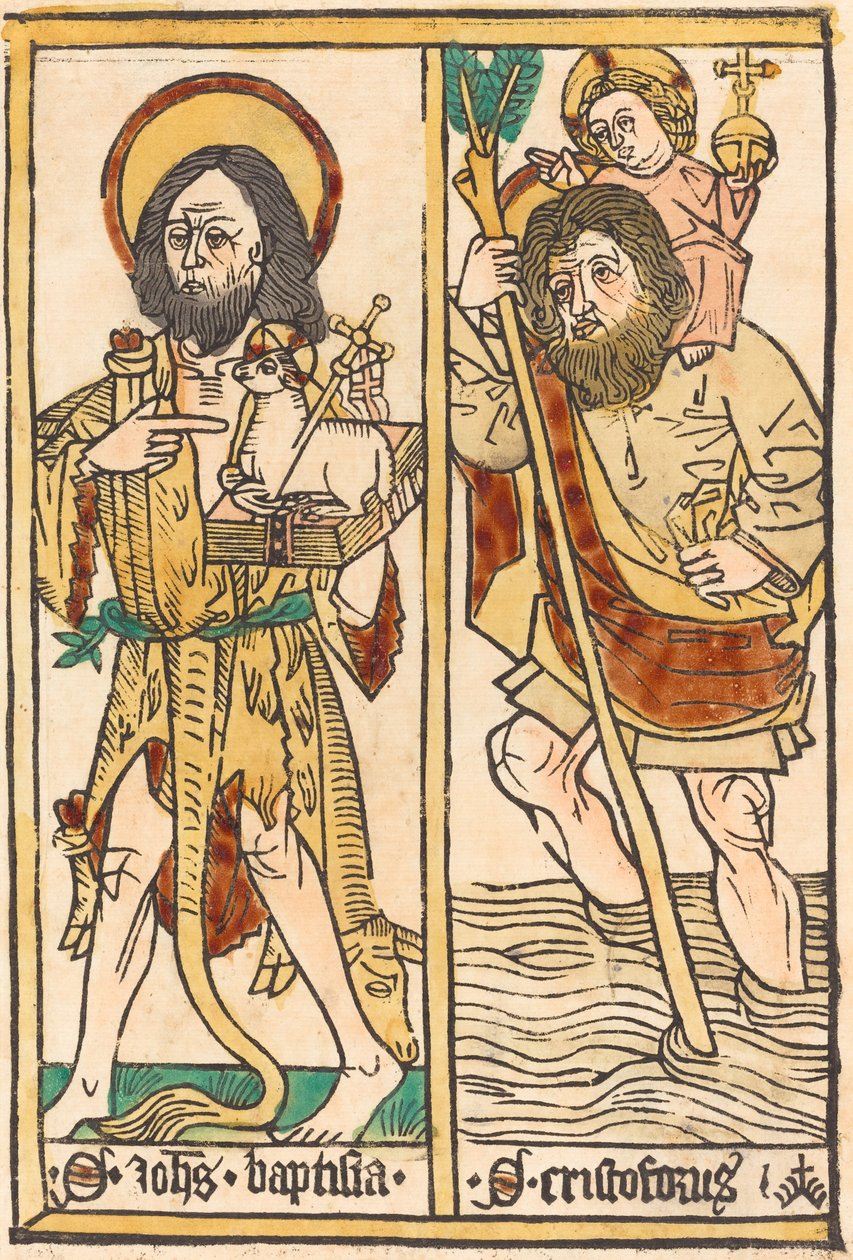Heilige Johannes de Doper en Heilige Christoffel door German 15th Century