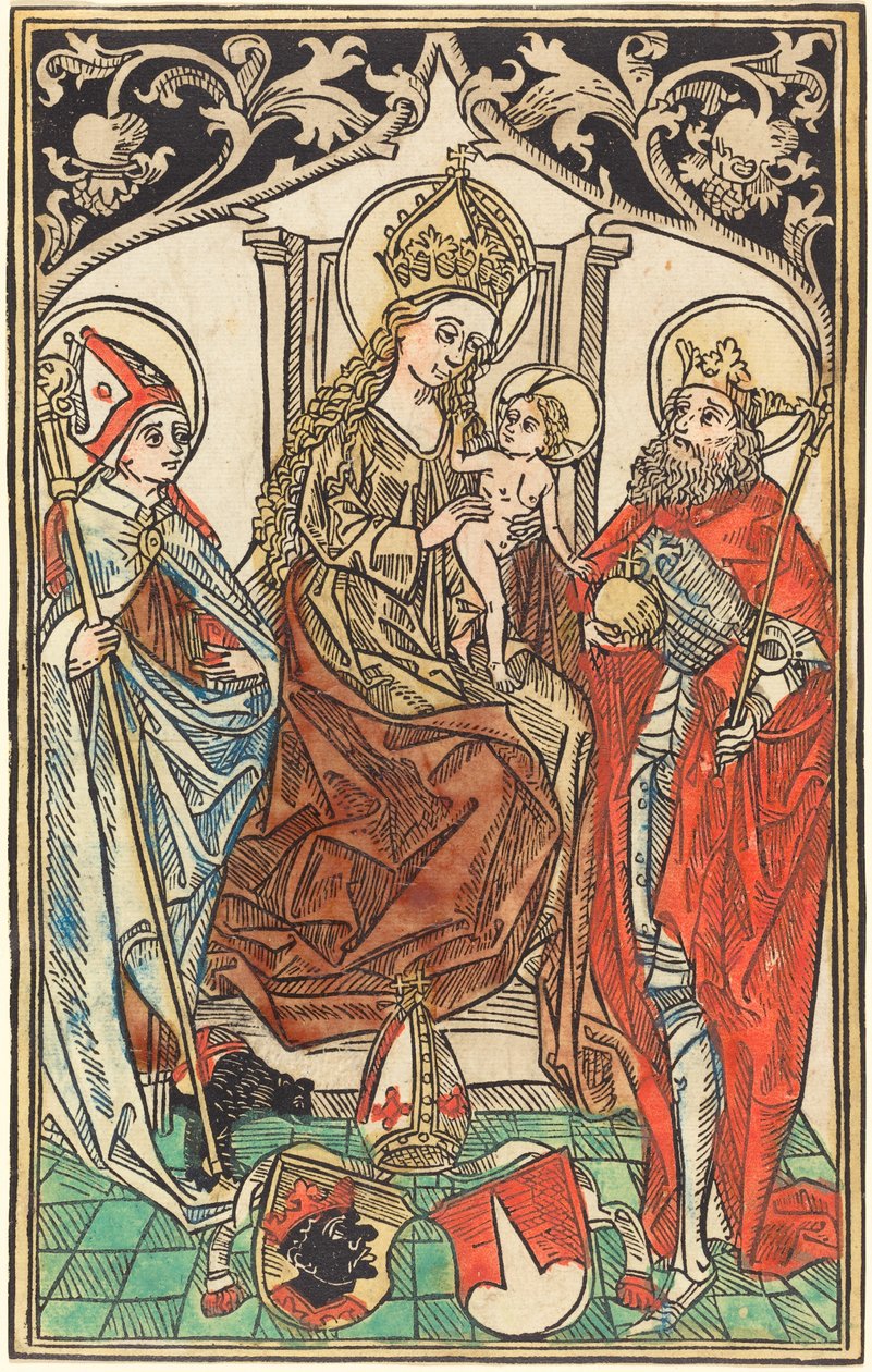 De Madonna en Kind op de Troon, met Heiligen Corbinian en Sigismund door German 15th Century