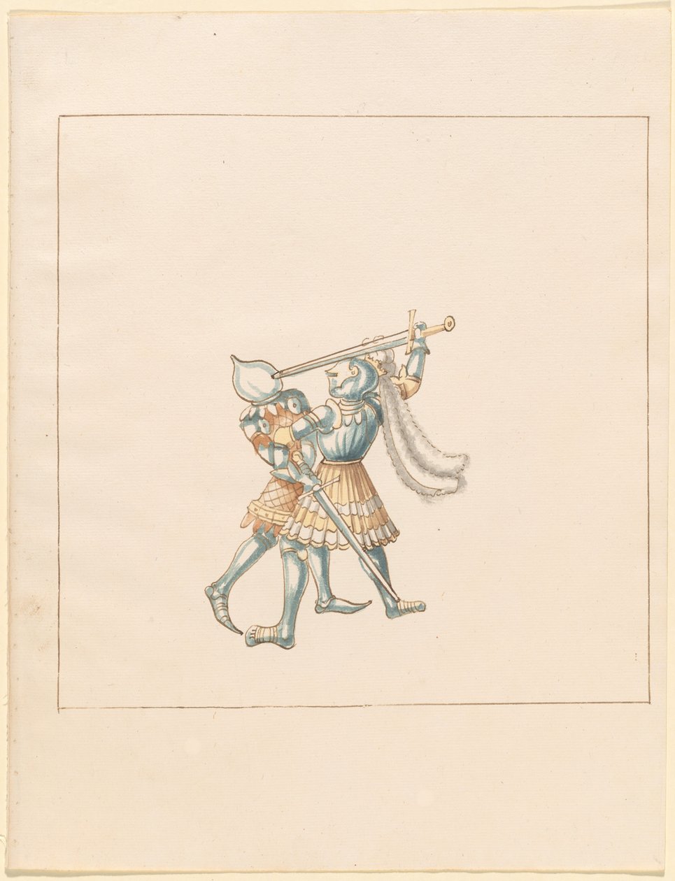 Freydal, Het Boek van Toernooien en Jousts van Keizer Maximiliaan I: Gevechten te Voet (Jousts)(Volume III): Plaat 160 door German 16th Century