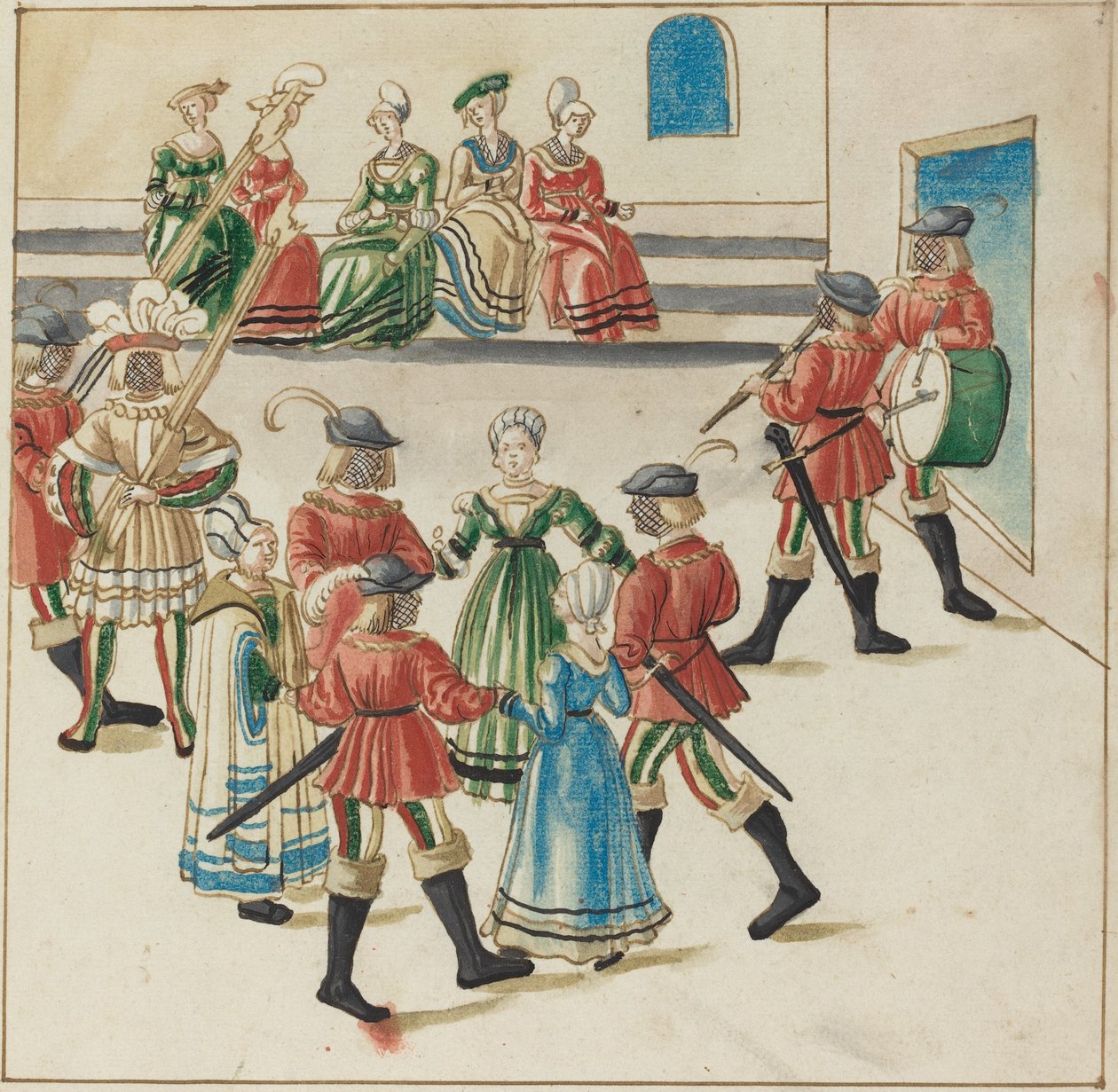 Drie Koppels in een Cirkel Dans door German 16th Century