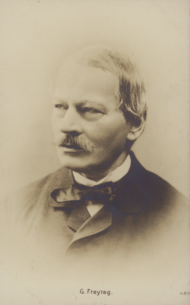Gustav Freytag (1816-1895), Duits romanschrijver en toneelschrijver (z/w foto) door German Photographer