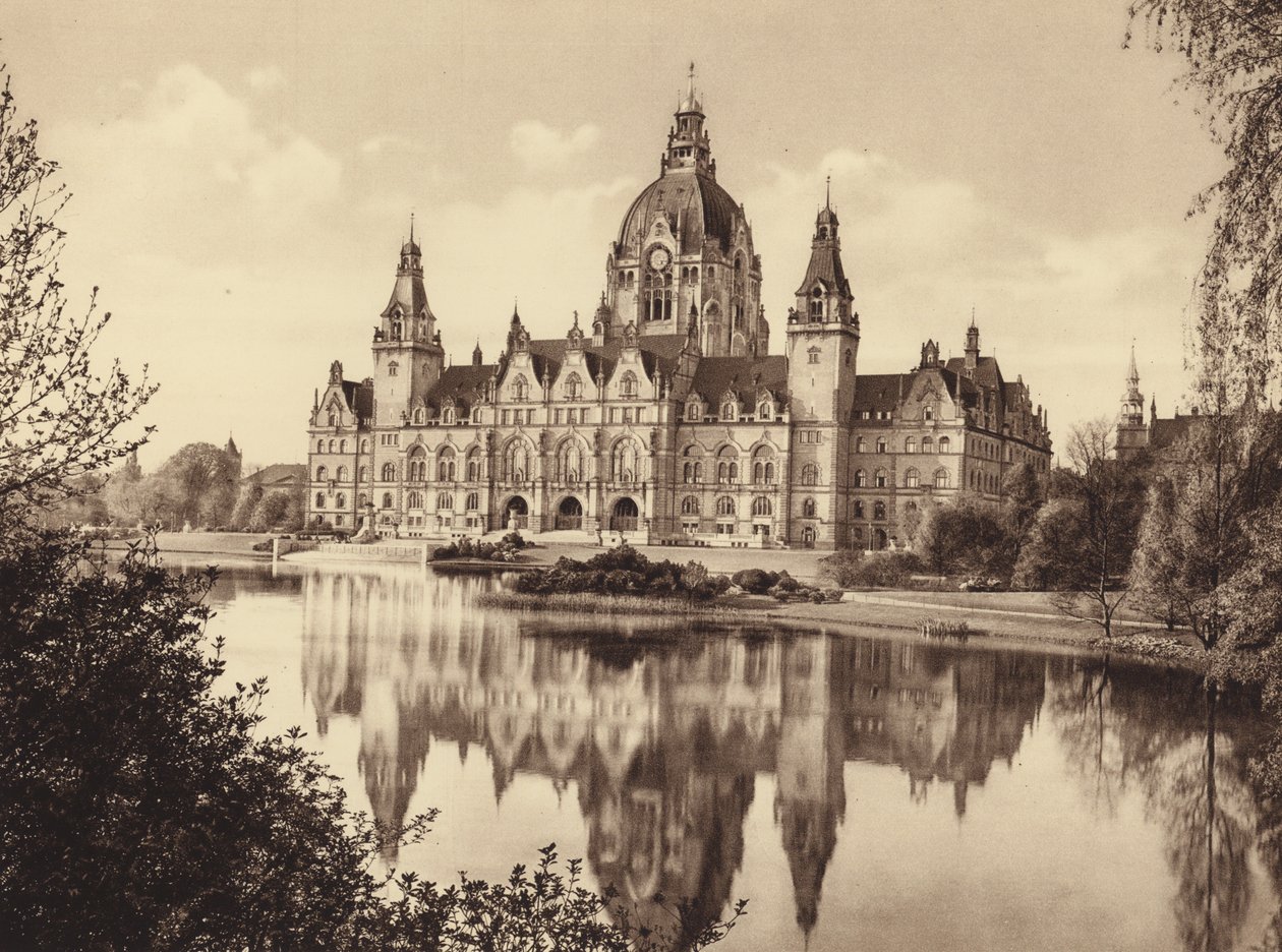Nieuw stadhuis, Hannover (z/w foto) door German Photographer