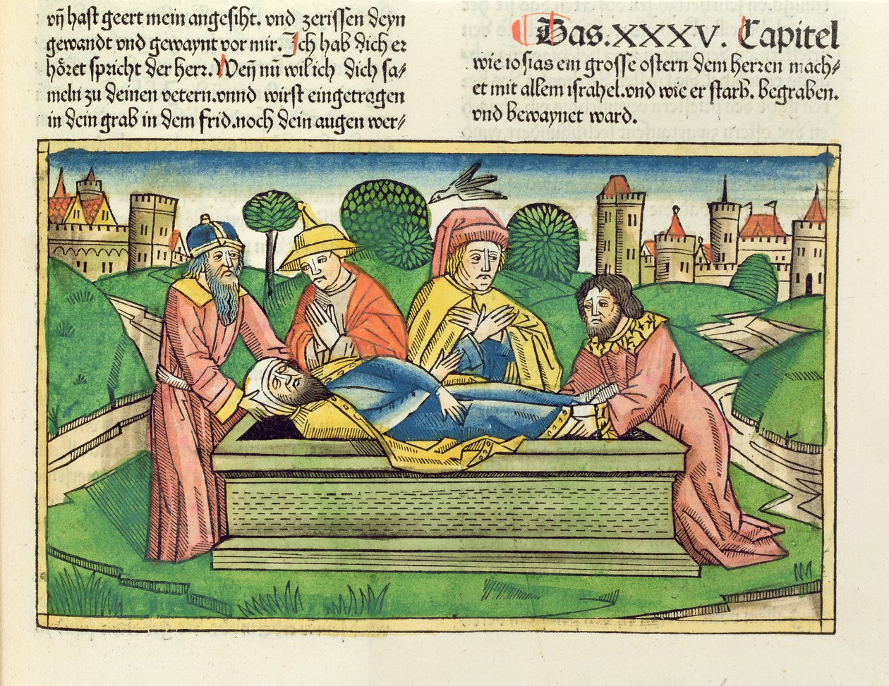 2 Kronieken 35:24 Begrafenis van Josia, uit de Neurenbergse Bijbel (Biblia Sacra Germanaica) door German School