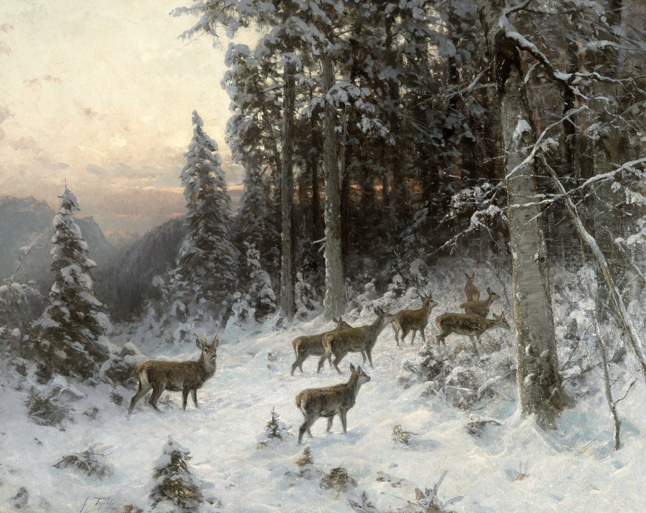 Een winteravond in het Zwarte Woud, ca. 1880 door German School