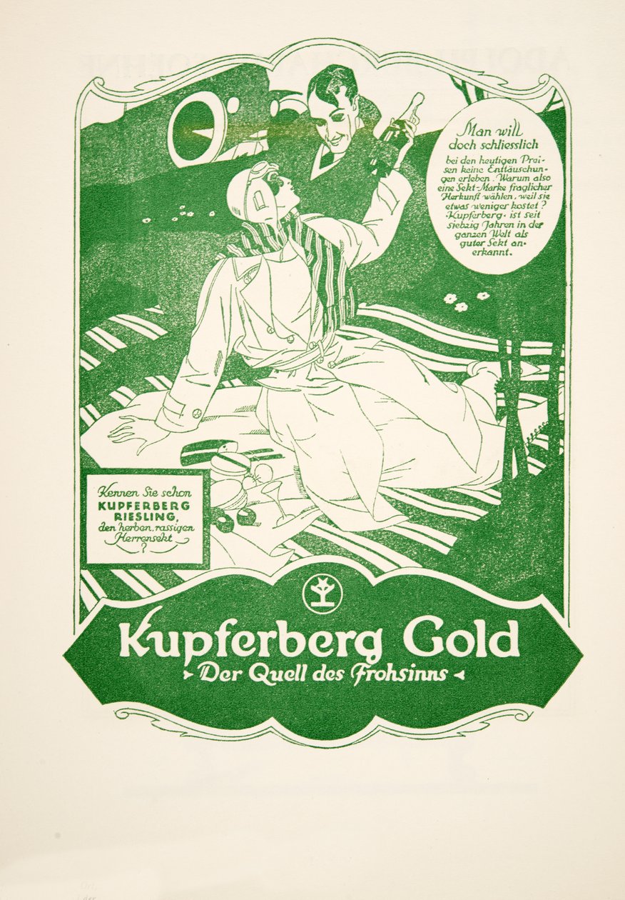 Reclame voor Kupferberg Gold, uit Styl, pub.1922 (pochoirdruk) door German School