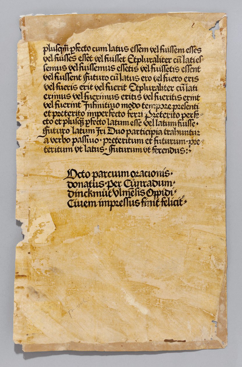 Ars Minor door Aelius Donatus, gedrukt door Konrad Dinckmut, Ulm, c.1476-80 door German School