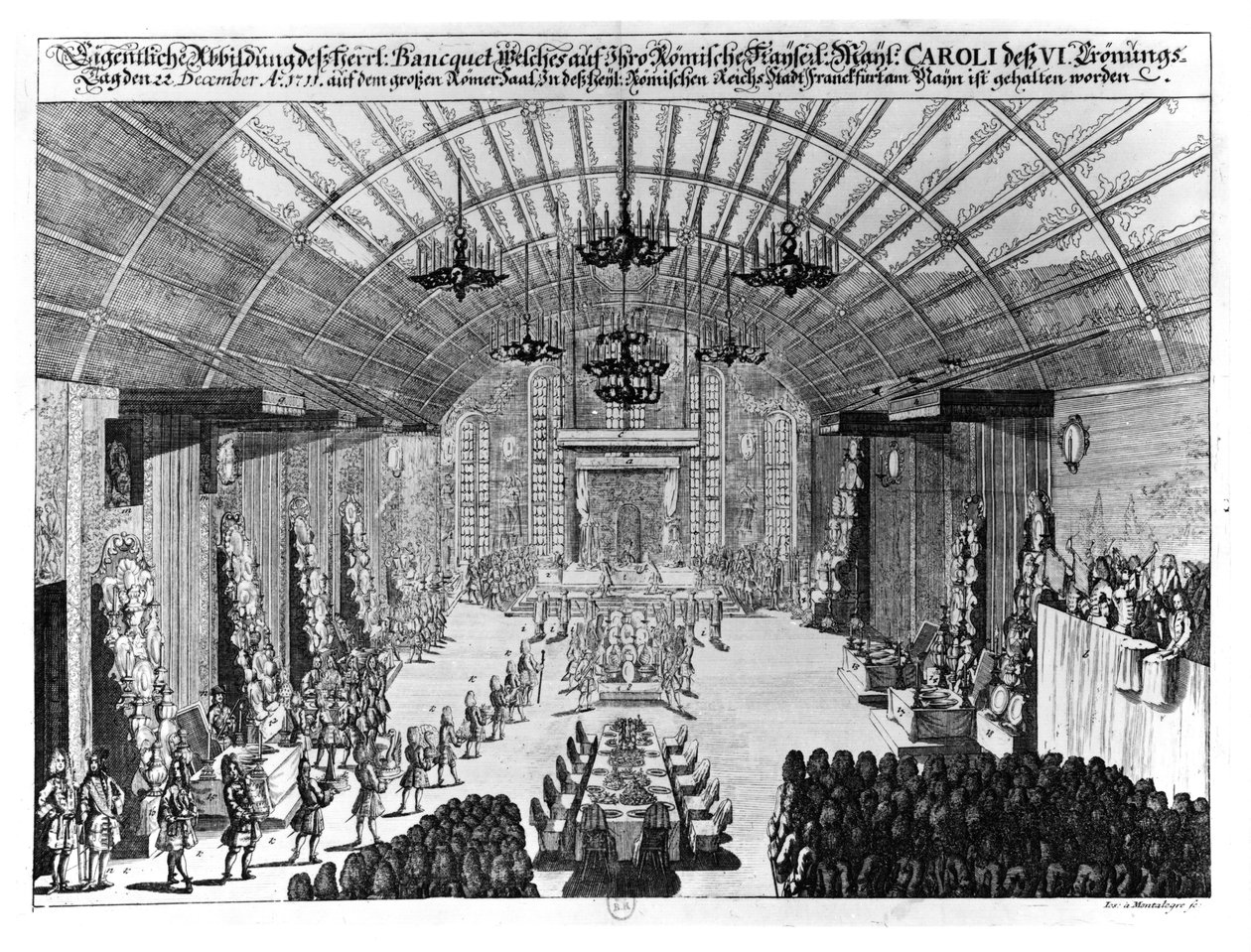 Banket in de Römerhal in Frankfurt-am-Main, ter ere van de kroning van Karel VI op 22 december 1711 door German School
