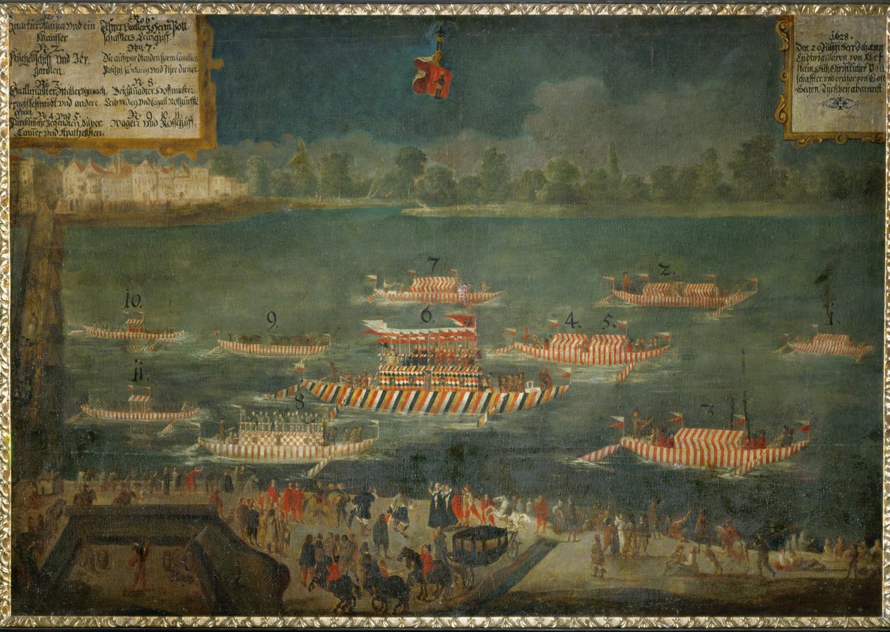 Baron Kuefstein, keizerlijk ambassadeur aan het hof van de sultan, vertrekt per boot over de Donau naar zijn post ... door German School