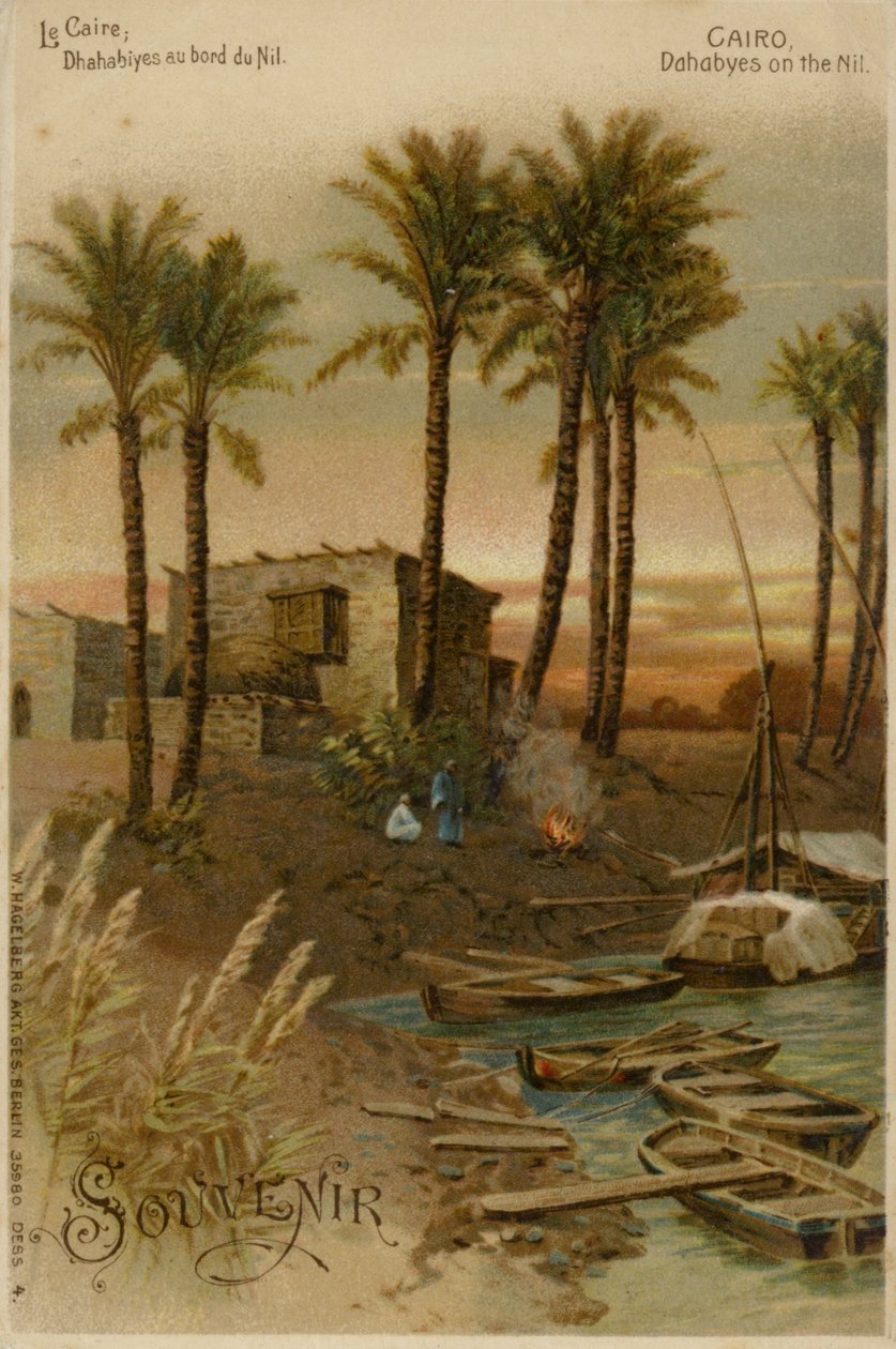 Caïro - Dahabeahs aan de Nijl (chromolitho) door German School