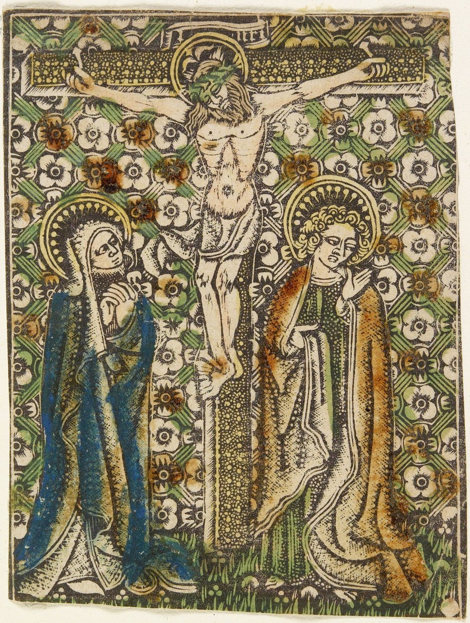 Christus aan het kruis met Maria en Sint Jan door German School