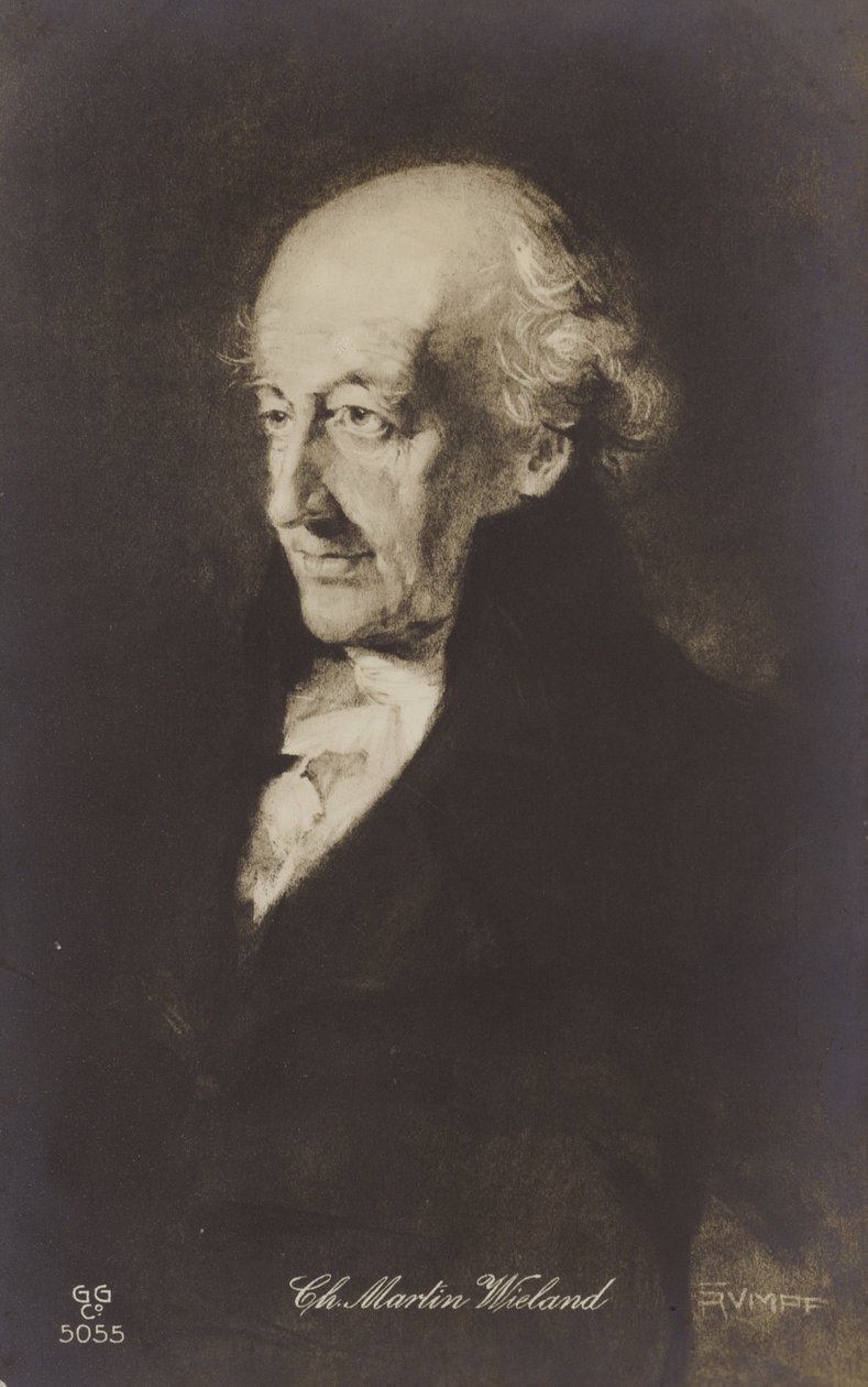 Christoph Martin Wieland (1733-1813), Duits dichter, schrijver en vertaler (litho) door German School