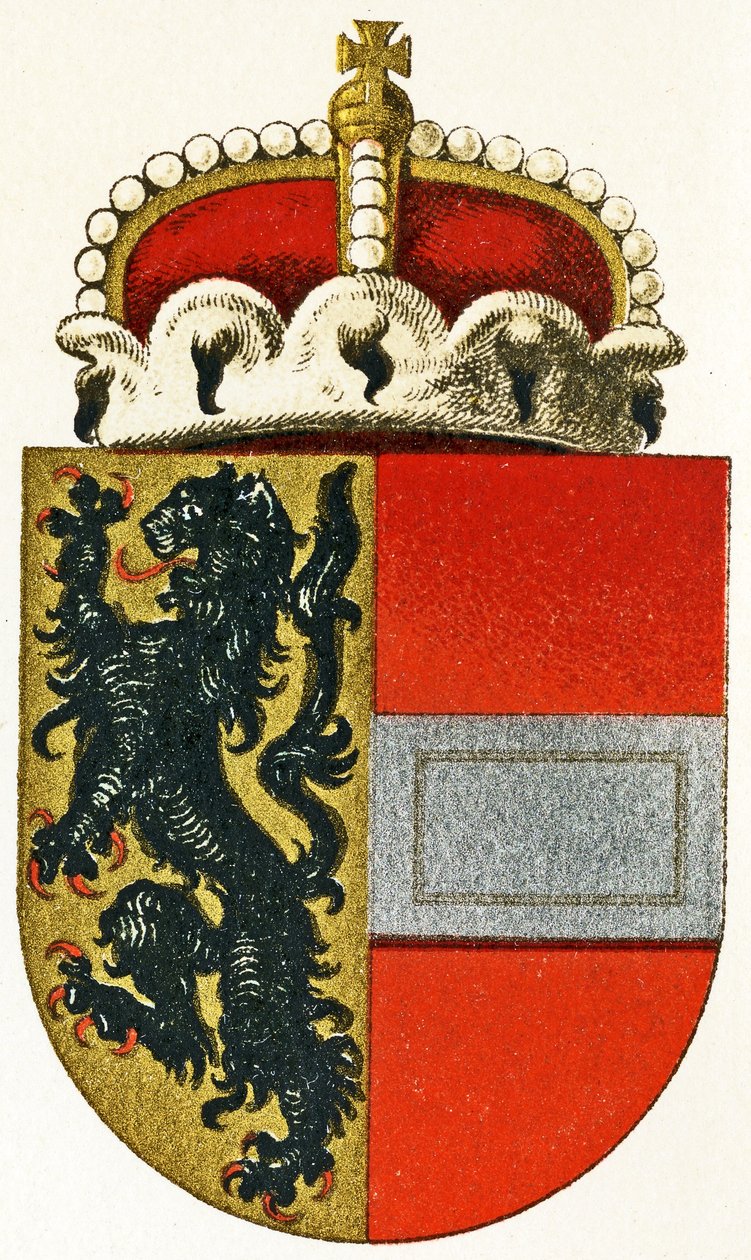 Wapen van Salzburg, met een prinsenhoed rustend op het schild, ca. 1898 door German School