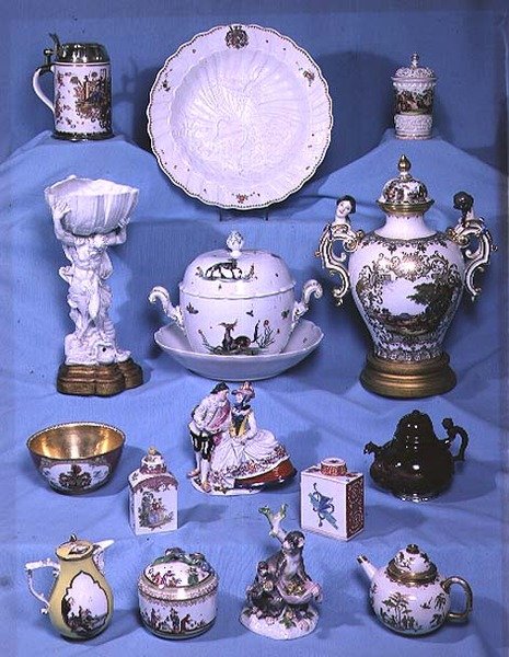 Collectie van vroeg 18e-eeuws Meissen porselein door German School