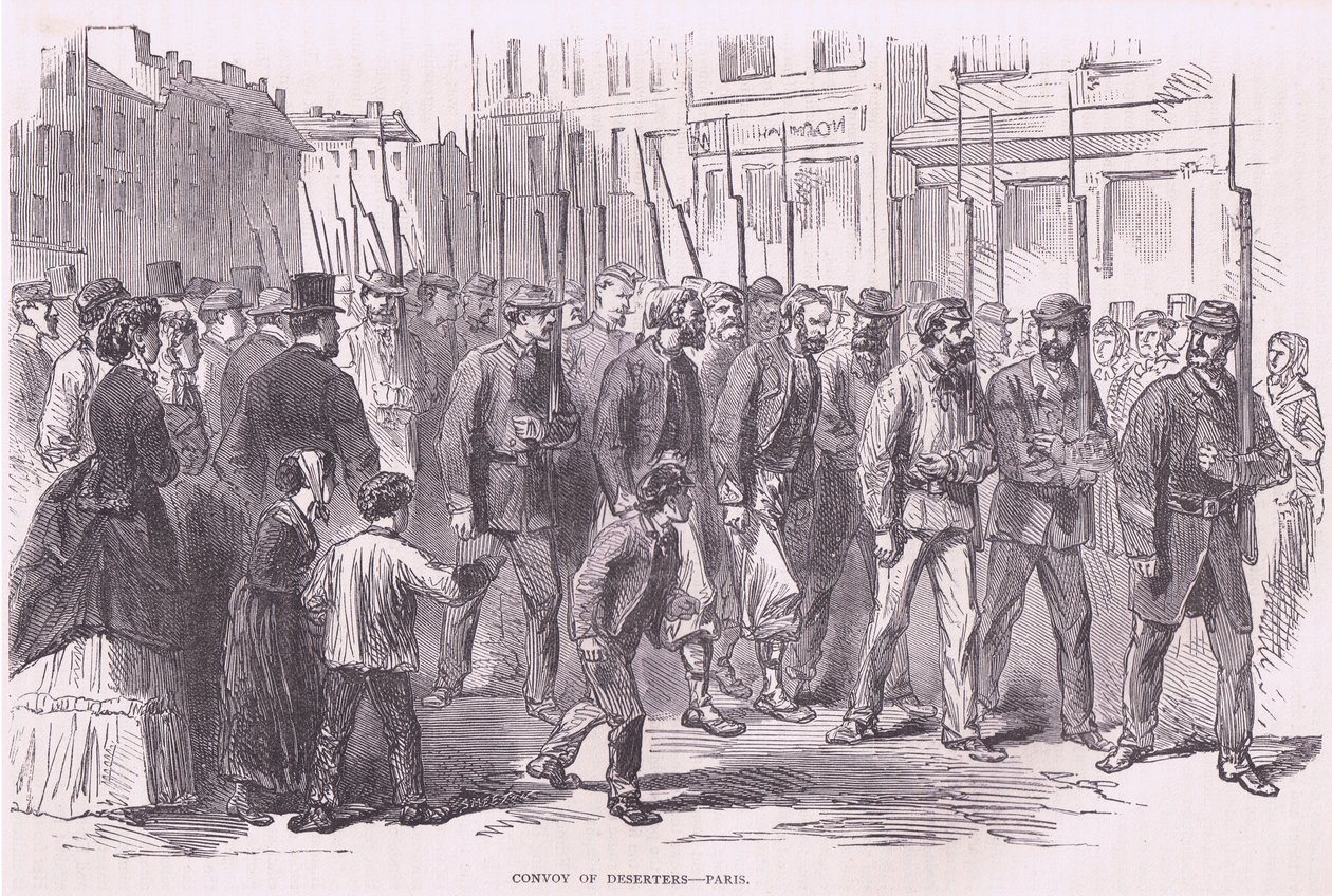Konvooi van deserteurs-Parijs, Cassells Geschiedenis van de oorlog tussen Frankrijk en Duitsland uitgegeven door Cassell and Company Limited, ca. 1890 door German School