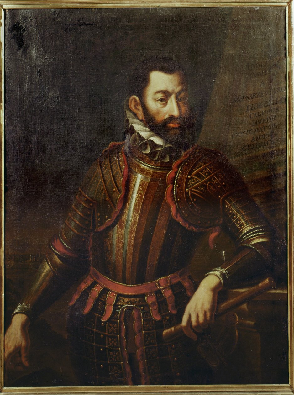 Graaf Adolf Schwarzenberg die in 1594 de vesting Gyoer, Hongarije, heroverde op de Turken ... door German School
