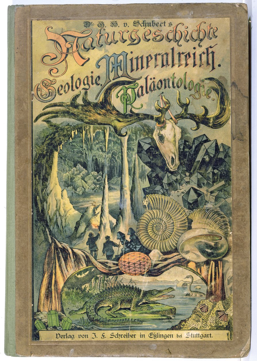 Omslag van Naturgeschichte, Geologie, Mineralreich, Palaontologie door Dr. H. von Schubert, Stuttgart, 1888 door German School