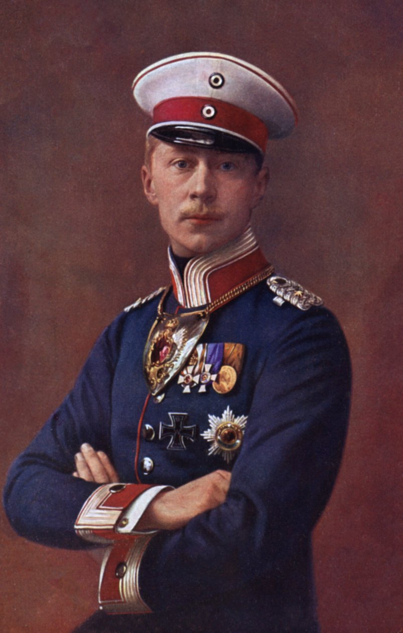 Kroonprins Wilhelm, oudste zoon van keizer Wilhelm II van Duitsland (kleurenlitho) door German School