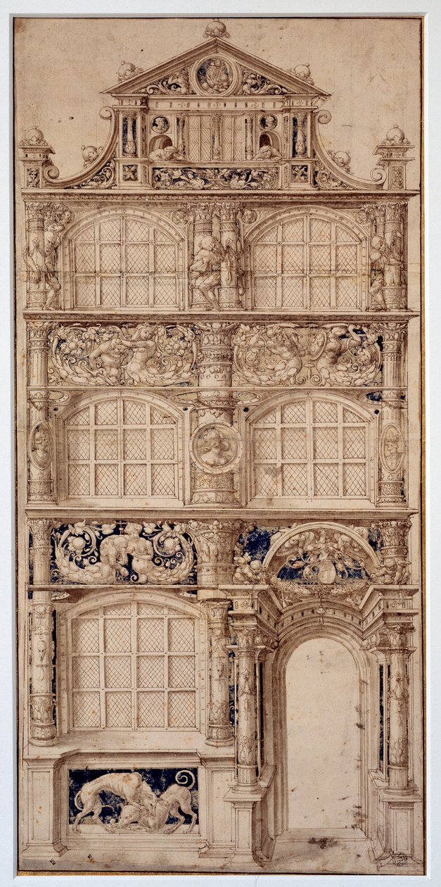 Decoratie van een huisgevel door Hans Holbein de Jonge door German School