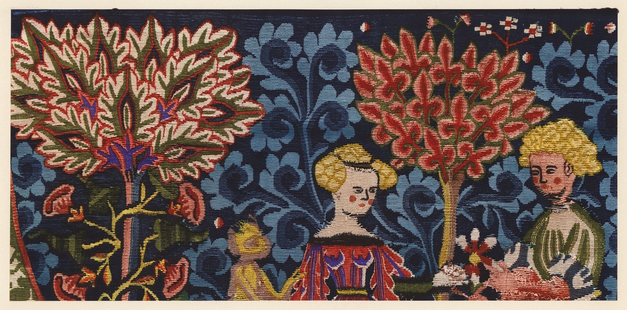 Detail van The Orchard of Love, wandtapijt uit de Elzas door German School