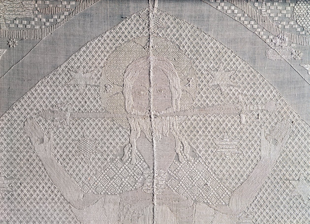 Detail van een altaardoek met Christus van de Apocalyps, tweede helft van de 14e eeuw door German School
