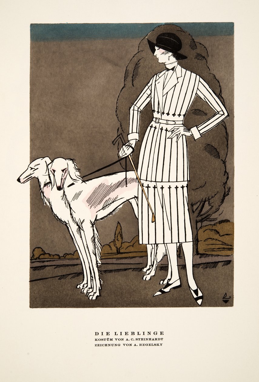 Die Lieblinge", reclame voor Mode van A C Steinhardt, uit Styl, pub.1922 (pochoirdruk) door German School