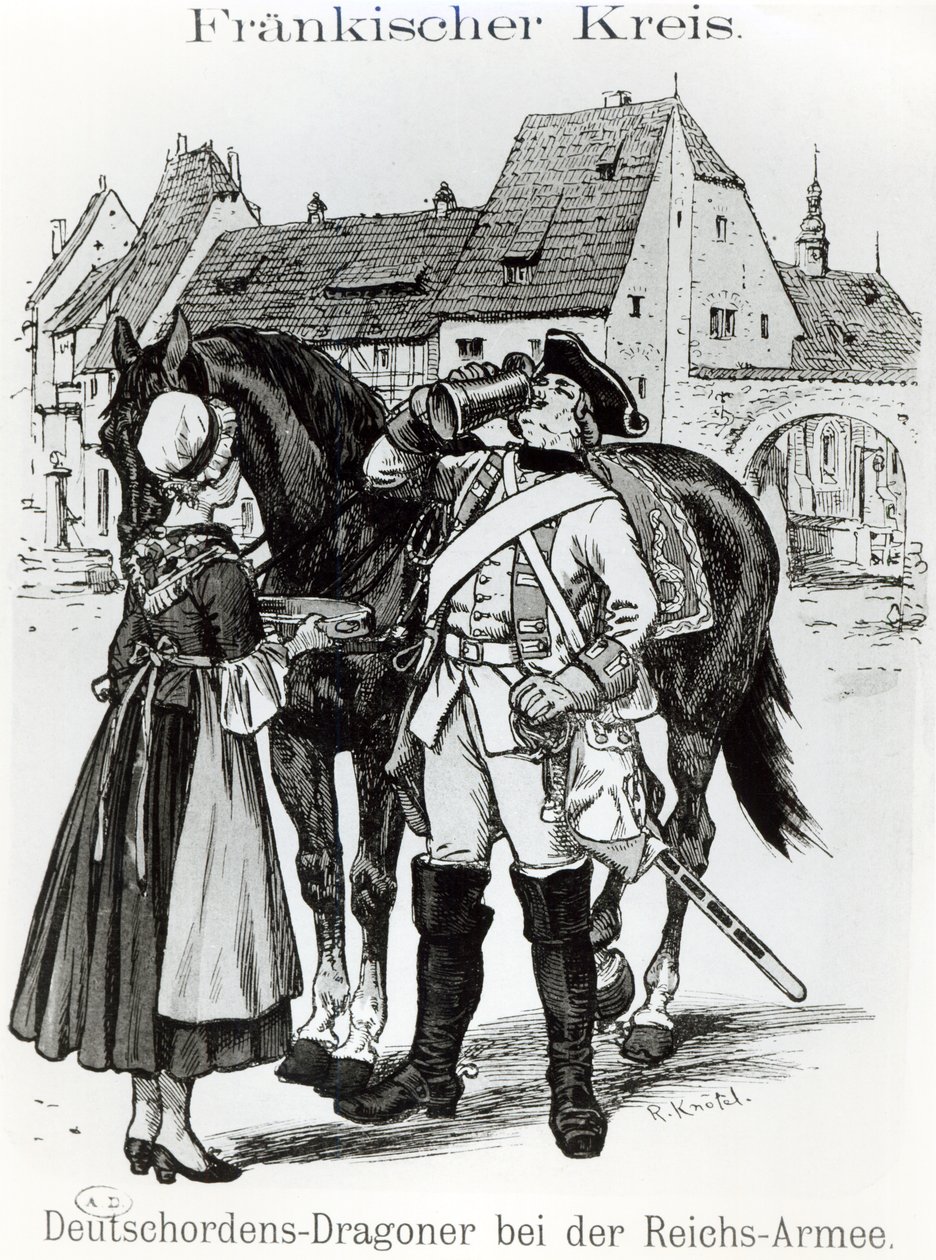 Dragonder van de Teutoonse Ridders in 1757 door German School