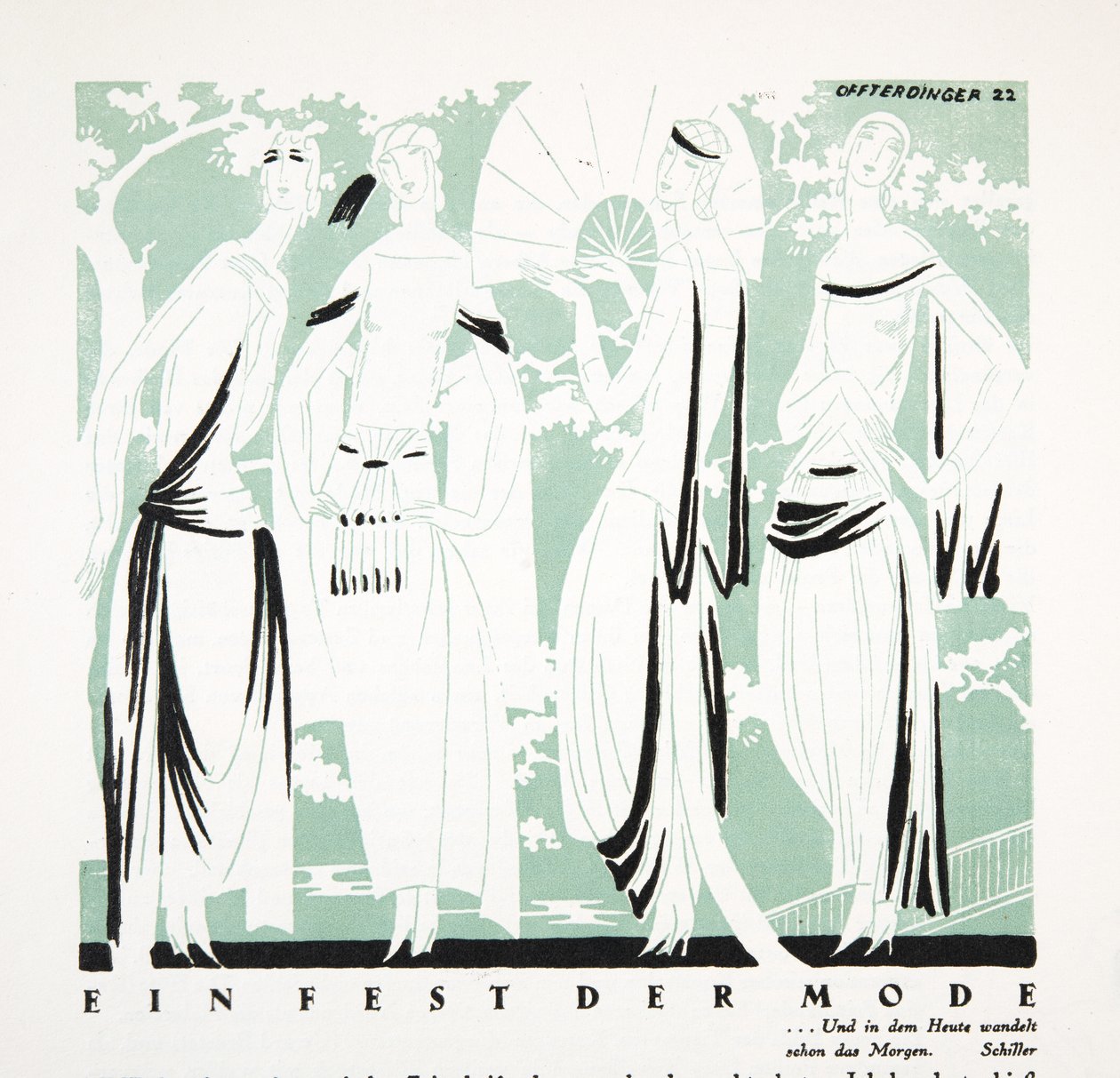 Ein Fest der Mode, uit Styl, geb. 1922 (pochoirdruk) door German School