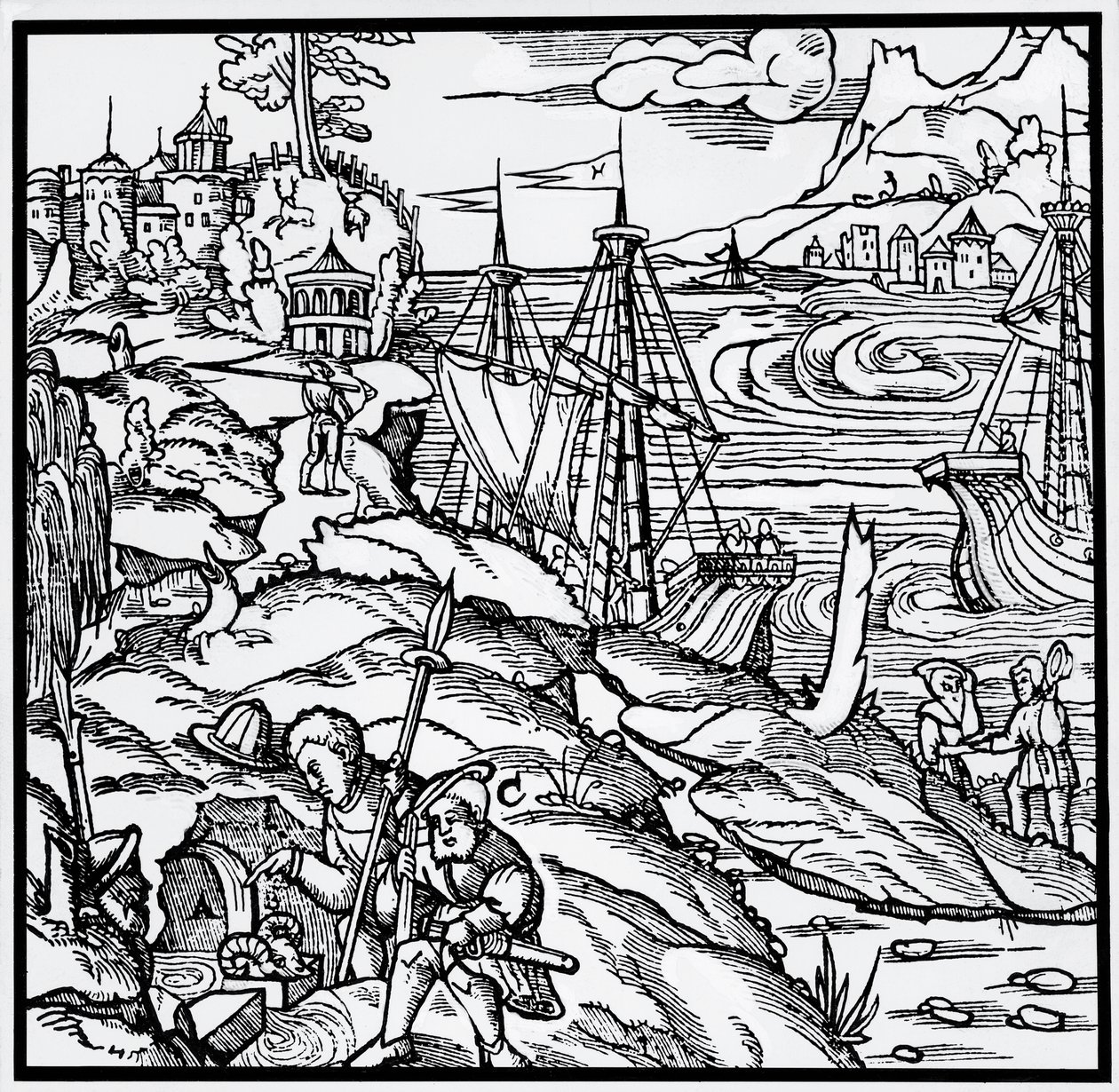 Gravure uit De re metallica (Over de aard van metalen), door Georg Pawer of Georgius Agricola (1494-1555) door German School