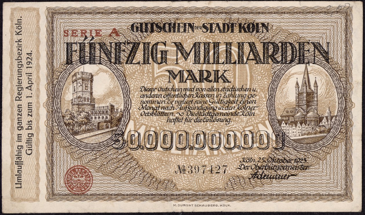 Vijftig miljard mark bankbiljet, 1923 door German School