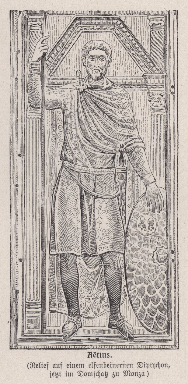Flavius Aetius, Romeinse generaal (gravure) door German School