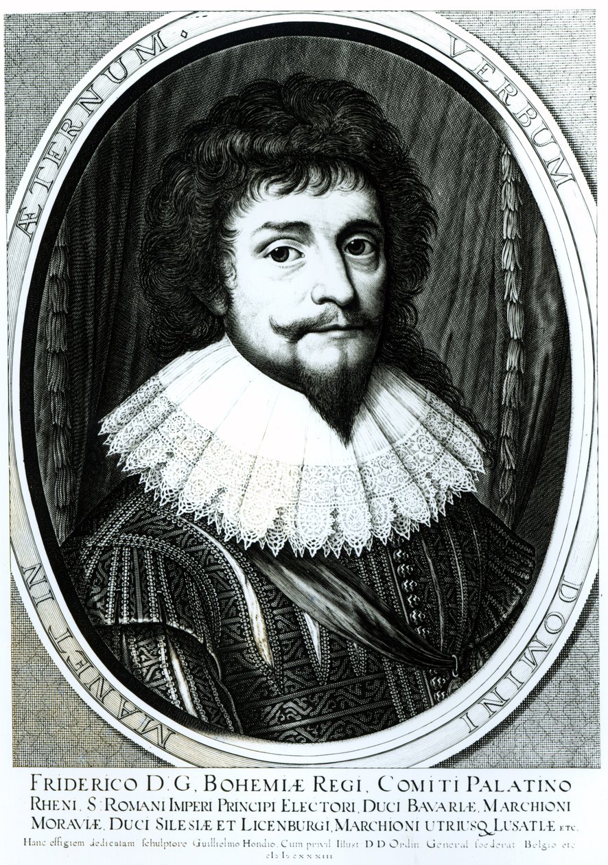Frederik V (1596-1632), Koning van Bohemen, Keurvorst van de Rijn, gegraveerd door Willem Hondius, 1633 door German School
