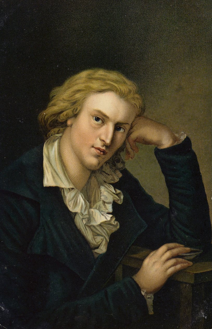 Friedrich von Schiller (1759-1805), Duits dichter, filosoof, historicus en toneelschrijver (chromolitho) door German School
