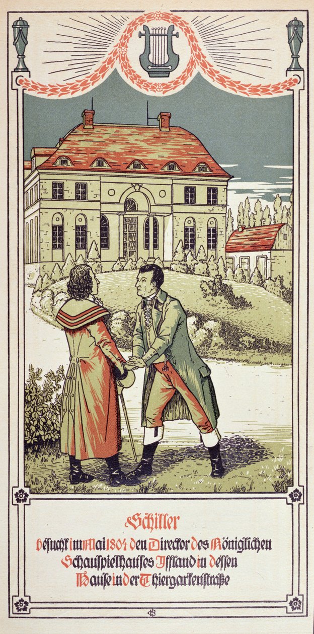 Friedrich von Schiller (1759-1805) bezoekt de directeur van het Koninklijk Theater in Berlijn in mei 1804, 1906 door German School
