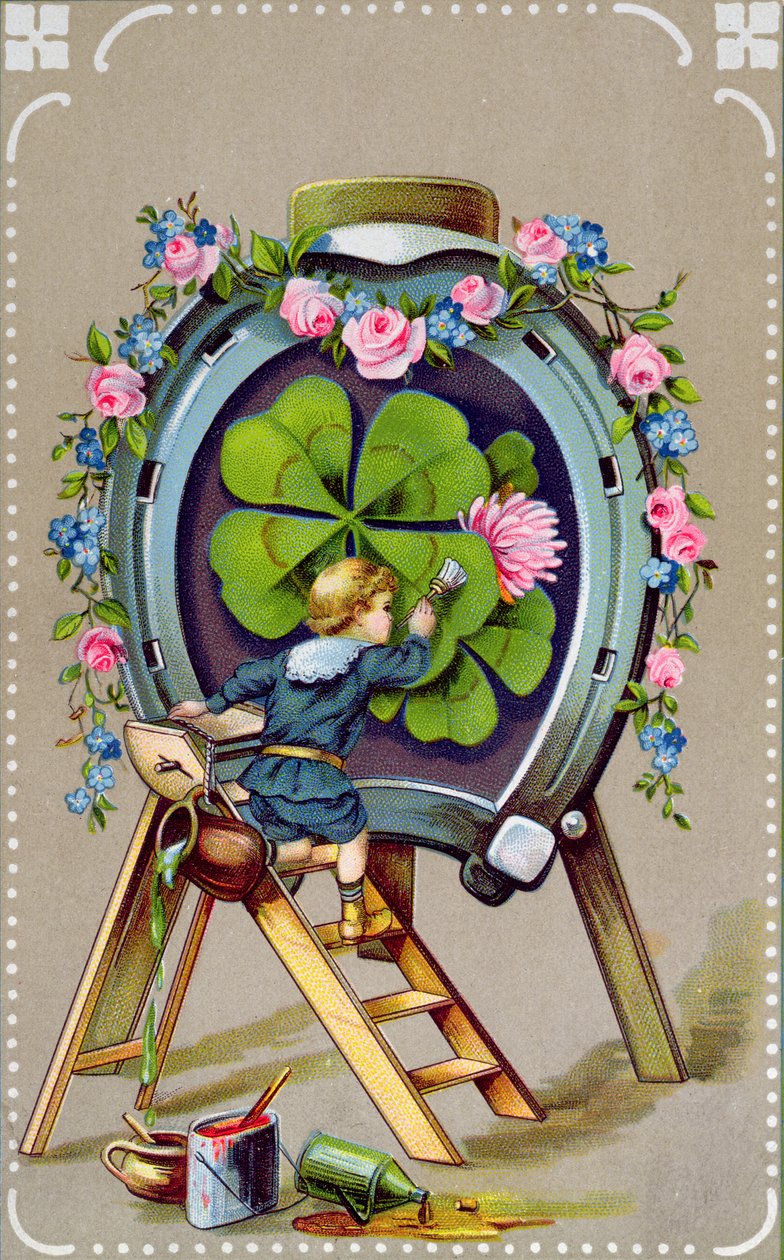 Duitse ansichtkaart met geluksbrengers, verzonden vanuit Hongarije op 21 mei 1911 door German School