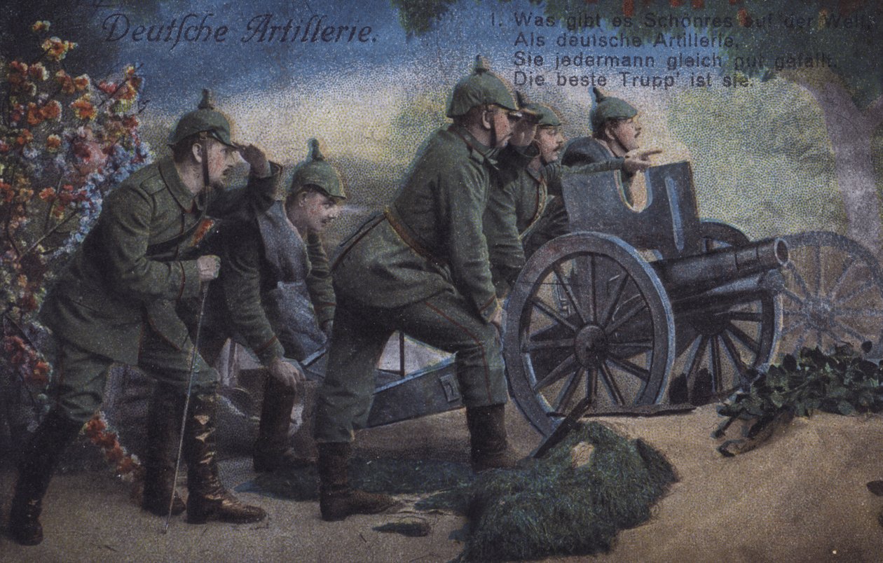 Duitse artillerie (kleurenlitho) door German School