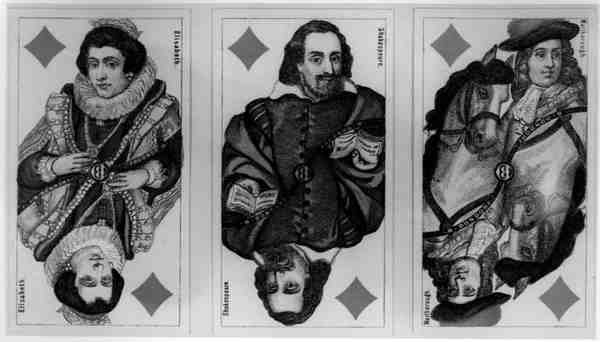 Duitse speelkaarten met Elisabeth, Shakespeare en Marlborough door German School