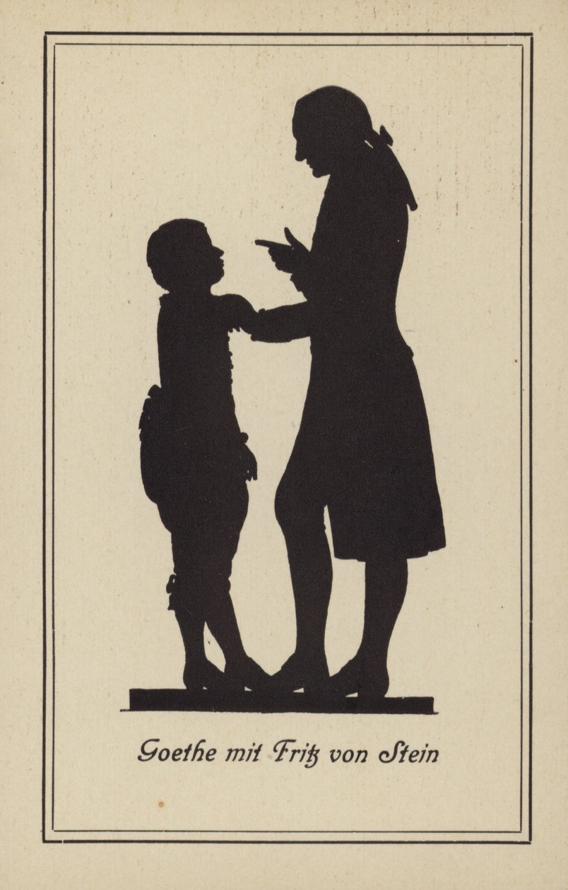 Goethe met Fritz von Stein (litho) door German School