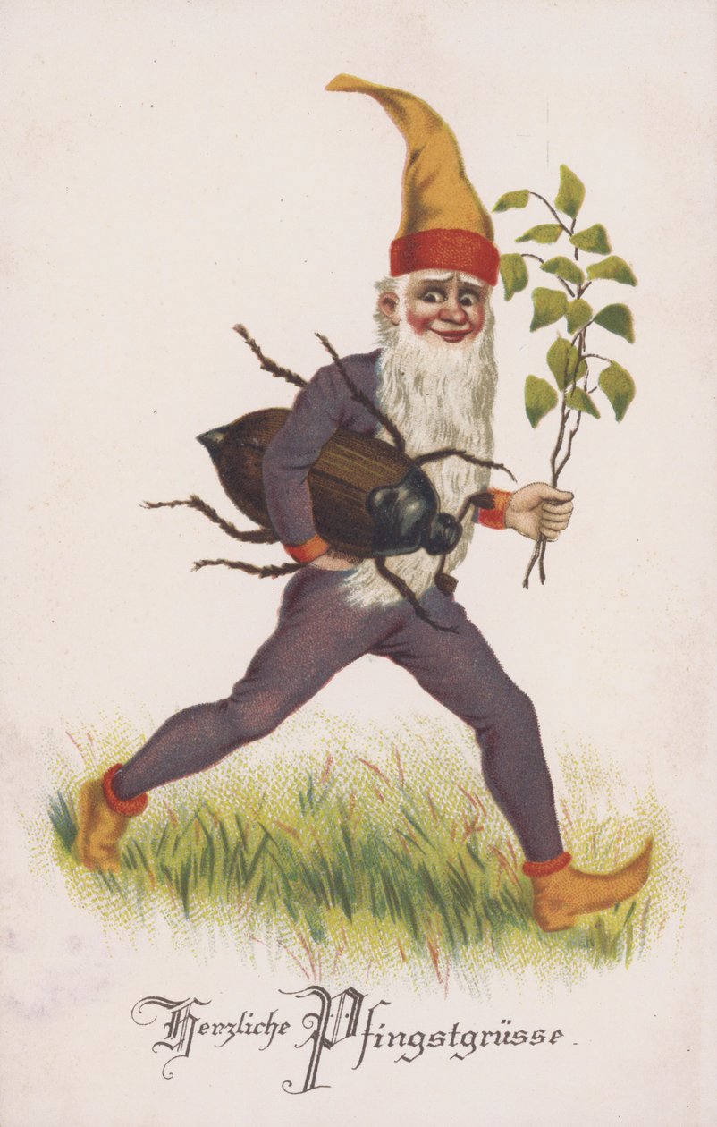 Wenskaart voor Pinksteren of Pinksteren. (chromolitho) door German School