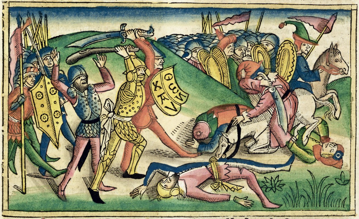 1 Koningen 15:16 Oorlog tussen Asa en Baësa, uit de Neurenbergse Bijbel (Biblia Sacra Germanaica) door German School